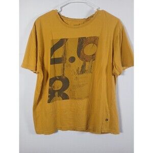 VTG Y2K Emo Men’s T-Shirt Size XL Yellow Graphic Print Goth Grunge Skater Tee
